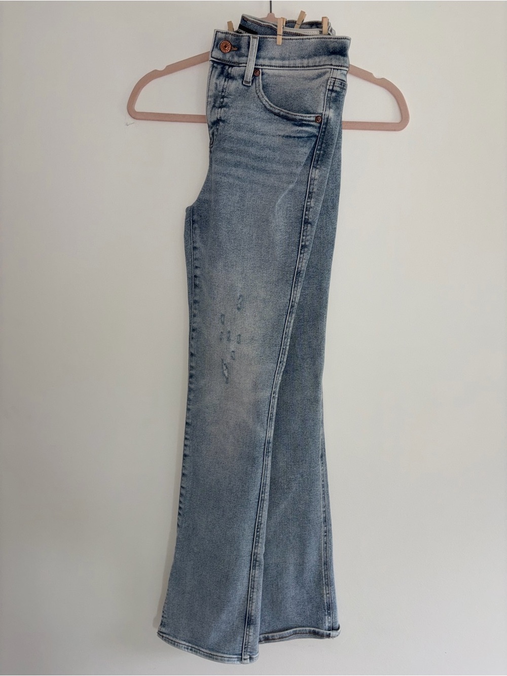 EXPRESS High-Rise Light Blue Flare Jeans for Women